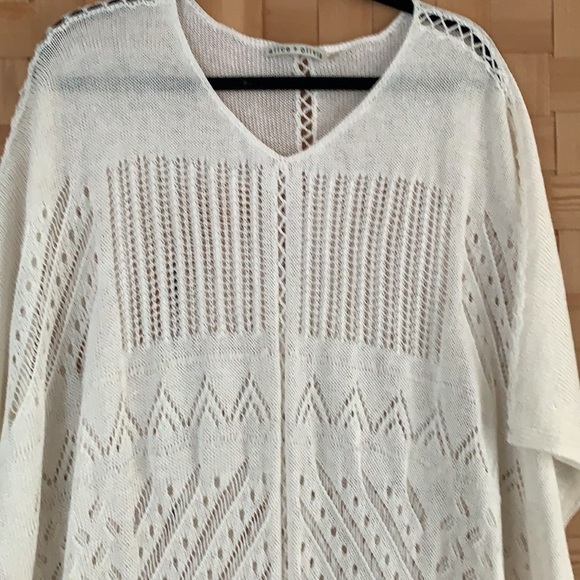 Alice+ Olivia Willard Linen Blend Pointelle Poncho XS/S - Picture 4 of 11